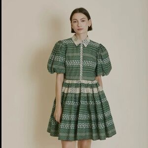 Aureum Fagan mini shirt dress. Green. Size medium.